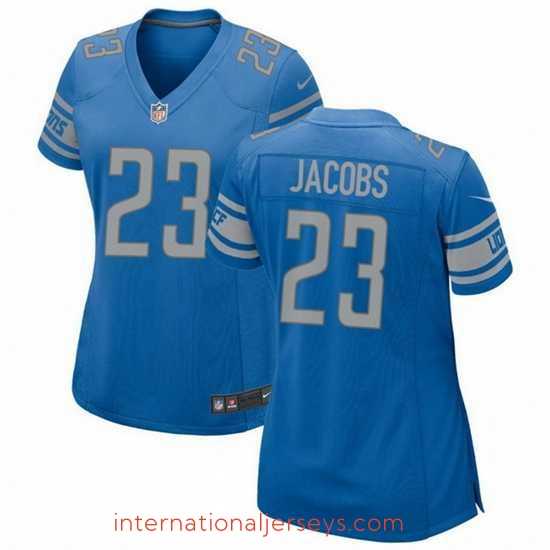 High quality Detroit Lions 23 Jerry Jacobs Blue Stitched Jersey 28Run Smaller 29