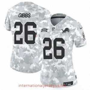 High quality Detroit Lions 26 Jahmyr Gibbs 2024 F.U.S.E Arctic Camo Salute To Service Limited Stitched Jersey