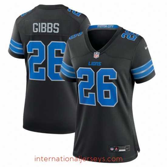 Exquisite Detroit Lions 26 Jahmyr Gibbs Black 2nd Alternate Stitched Jersey