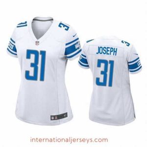 Outstanding Detroit Lions 31 Kerby Joseph White Stitched Jersey 28Run Smaller 29