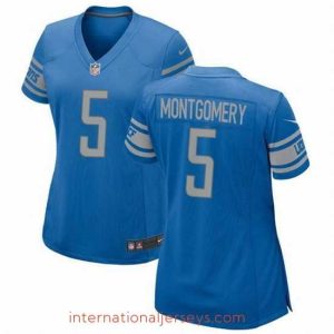 Finest Detroit Lions 5 David Montgomery Blue Stitched Jersey 28Run Smaller 29