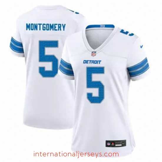 Premium Detroit Lions 5 David Montgomery White 2024 F.U.S.E Vapor Limited Stitched Jersey