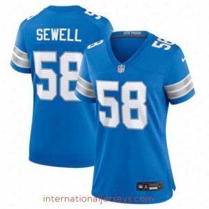 Finest Detroit Lions 58 Penei Sewell Blue Stitched Jersey