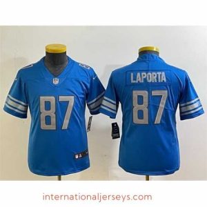Superb Detroit Lions 87 Sam LaPorta Blue Vapor Limited Stitched Football Jersey