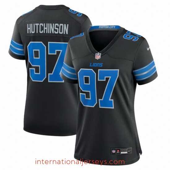 Deluxe Detroit Lions 97 Aidan Hutchinson Black 2nd Alternate Stitched Jersey