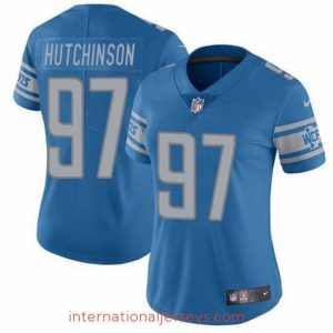 Superb Detroit Lions 97 Aidan Hutchinson Blue Vapor Limited Stitched Football Jersey 28Run Smaller 2