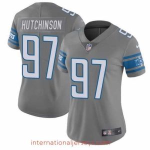 Superb Detroit Lions 97 Aidan Hutchinson Grey Vapor Limited Stitched Football Jersey 28Run Smaller 2