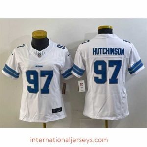 Deluxe Detroit Lions 97 Aidan Hutchinson White 2024 F.U.S.E  Vapor Limited Stitched Jersey