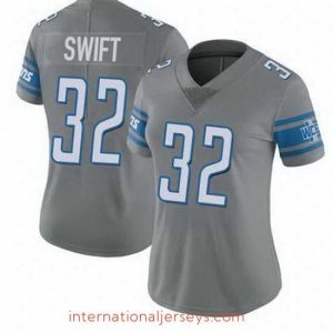 Superior Detroit Lions D'Andre Swift #32 Grey Stitched NFL Jersey