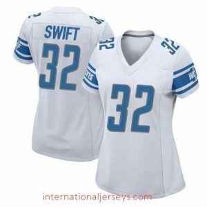 Finest Detroit Lions D'Andre Swift #32 White Vapor Limited Stitched NFL Jersey