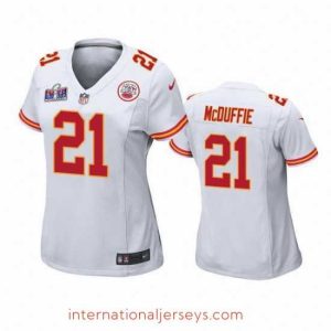 Premium Kansas City Chiefs 21 Trent McDuffie White Vapor Untouchable Limited Stitched Football 2024 Super Bowl LVIII Jersey
