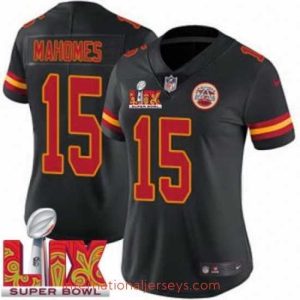 High quality Kansas City Chiefs Patrick Mahomes #15 Black 2024 2025 Super Bowl LIX F.U.S.E Stitched Jersey