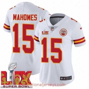 Exquisite Kansas City Chiefs Patrick Mahomes #15 White 2024 2025 Super Bowl LIX F.U.S.E Stitched Jersey
