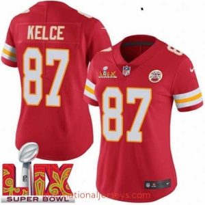 High quality Kansas City Chiefs Travis Kelce #87 Red 2024 2025 Super Bowl LIX F.U.S.E Stitched Jersey