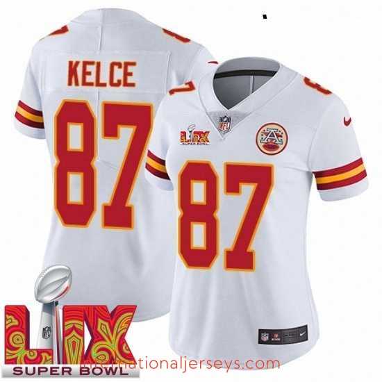 Exquisite Kansas City Chiefs Travis Kelce #87 White 2024 2025 Super Bowl LIX F.U.S.E Stitched Jersey