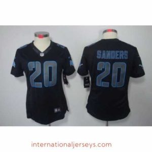 Exceptional Nike Detroit Lions #20 B.Sanders Black Jerseys[Impact Limited]