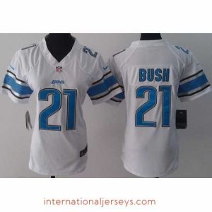 Finest Nike Detroit Lions 21 Reggie Bush White LIMITED Jerseys