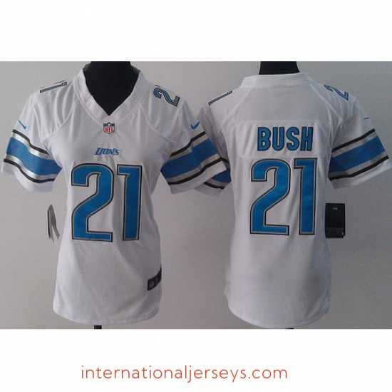 Finest Nike Detroit Lions 21 Reggie Bush White LIMITED Jerseys