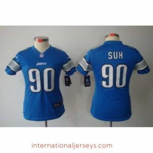 Outstanding Nike Detroit Lions 90# Ndamukong Suh Blue Color[LIMITED Jerseys]