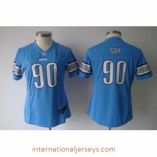 High quality Nike Detroit Lions 90# Ndamukong Suh Blue Jersey