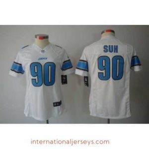 Deluxe Nike Detroit Lions 90# Ndamukong Suh White Color[LIMITED Jerseys]