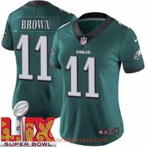 High quality Philadelphia Eagles A.J. Brown #11 Green 2024 2025 Super Bowl LIX F.U.S.E Stitched NFL Jersey