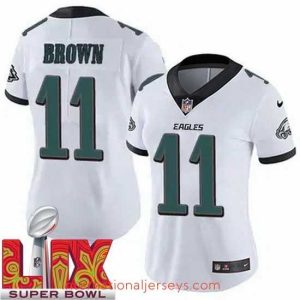 Superb Philadelphia Eagles A.J. Brown #11 White 2024 2025 Super Bowl LIX F.U.S.E Stitched NFL Jersey