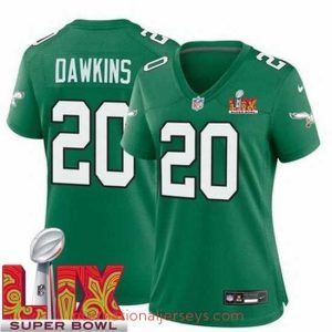 Superb Philadelphia Eagles Brian Dawkins #20 Kelly Green 2024 2025 Super Bowl LIX F.U.S.E Stitched NFL Jersey