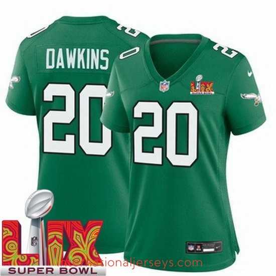 Superb Philadelphia Eagles Brian Dawkins #20 Kelly Green 2024 2025 Super Bowl LIX F.U.S.E Stitched NFL Jersey
