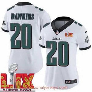 Outstanding Philadelphia Eagles Brian Dawkins #20 White 2024 2025 Super Bowl LIX F.U.S.E Stitched NFL Jersey