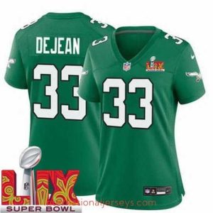 Exquisite Philadelphia Eagles Cooper DeJean #33 Kelly Green 2024 2025 Super Bowl LIX F.U.S.E Stitched NFL Jersey
