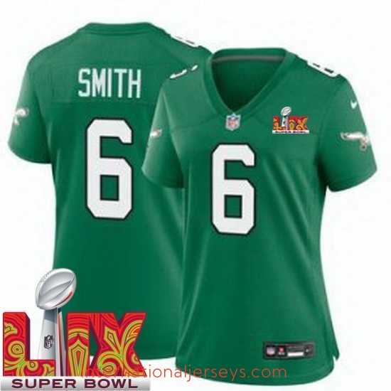 Exquisite Philadelphia Eagles DeVonta Smith #6 Kelly Green 2024 2025 Super Bowl LIX F.U.S.E Stitched NFL Jersey