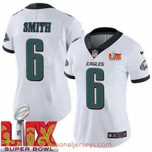Top notch Philadelphia Eagles DeVonta Smith #6 White 2024 2025 Super Bowl LIX F.U.S.E Stitched NFL Jersey