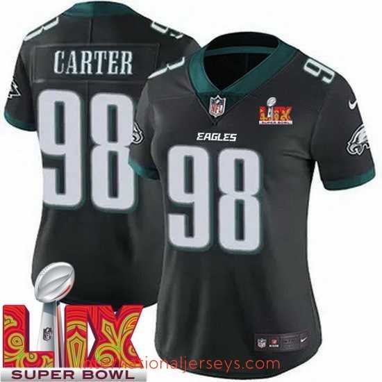 Superior Philadelphia Eagles Jalen Carter #98 Black 2024 2025 Super Bowl LIX F.U.S.E Stitched NFL Jersey