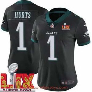 Premium Philadelphia Eagles Jalen Hurts #1 Black 2024 2025 Super Bowl LIX F.U.S.E Stitched NFL Jersey