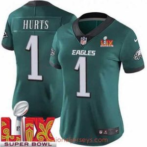Exquisite Philadelphia Eagles Jalen Hurts #1 Green 2024 2025 Super Bowl LIX F.U.S.E Stitched NFL Jersey