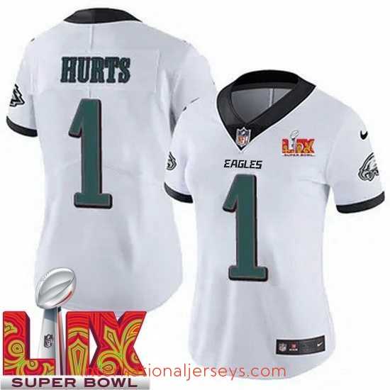 Premium Philadelphia Eagles Jalen Hurts #1 White 2024 2025 Super Bowl LIX F.U.S.E Stitched NFL Jersey