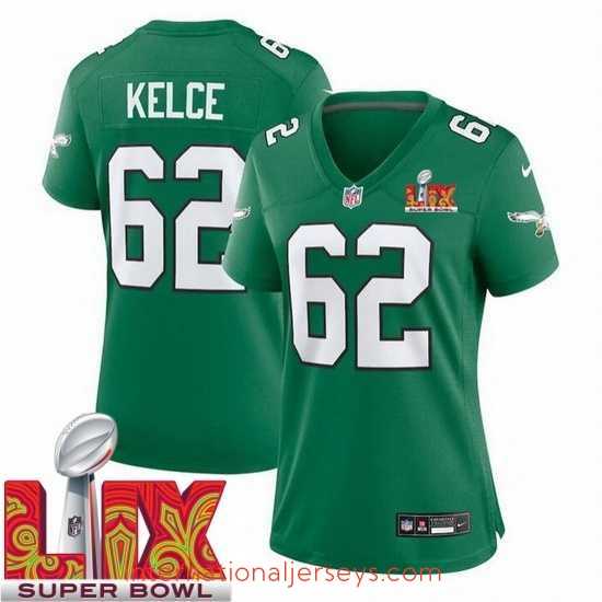 Exceptional Philadelphia Eagles Jason Kelce #62 Kelly Green 2024 2025 Super Bowl LIX F.U.S.E Stitched NFL Jersey