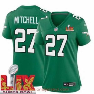 Exceptional Philadelphia Eagles Quinyon Mitchell #27 Kelly Green 2024 2025 Super Bowl LIX F.U.S.E Stitched NFL Jersey