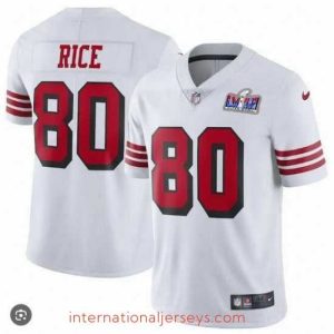 Deluxe San Francisco 49ers 80 Jerry Rice White Throwback Vapor Untouchable Stitched Football 2024 Super Bowl LVIII Jersey