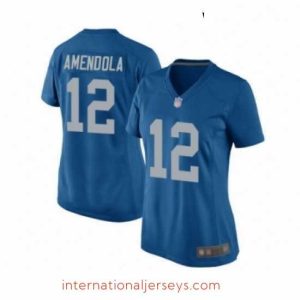 Premium Womens Detroit Lions 12 Danny Amendola Game Blue Alternate Football Jersey