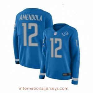 Exquisite Womens Detroit Lions 12 Danny Amendola Limited Blue Therma Long Sleeve Football Jersey