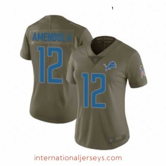 Premium Womens Detroit Lions 12 Danny Amendola Limited Olive 2017 Salute to Service Football Jersey