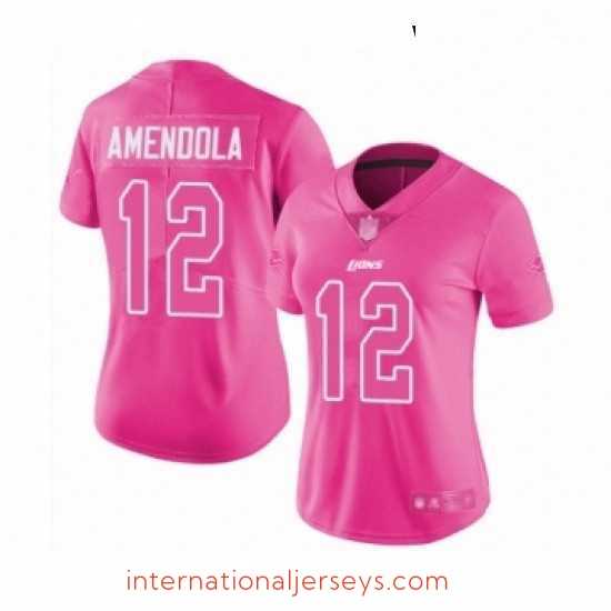 Exquisite Womens Detroit Lions 12 Danny Amendola Limited Pink Rush Fashion Football Jersey