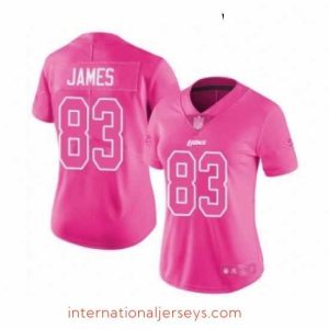 Finest Womens Detroit Lions 83 Jesse James Limited Pink Rush Fashion Football Jersey