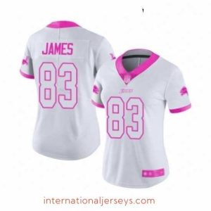 Superior Womens Detroit Lions 83 Jesse James Limited White Pink Rush Fashion Football Jersey
