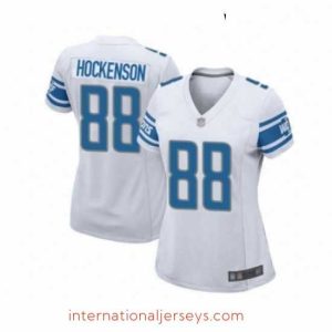 Finest Womens Detroit Lions 88 TJ Hockenson Game White Football Jersey