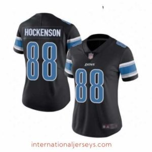 High quality Womens Detroit Lions 88 TJ Hockenson Limited Black Rush Vapor Untouchable Football Jersey