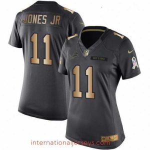 High quality Womens Nike Detroit Lions 11 Marvin Jones Jr Limited BlackGold Salute to Service NFL Jersey