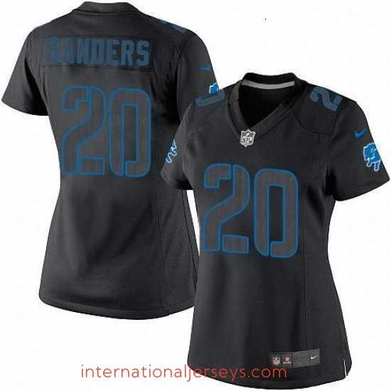 Top notch Womens Nike Detroit Lions 20 Barry Sanders Limited Black Impact NFL Jersey